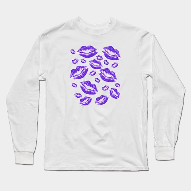 Cover Me In Kisses Gothic Purple Lipstick Flirtatious Fun Long Sleeve T-Shirt by taiche